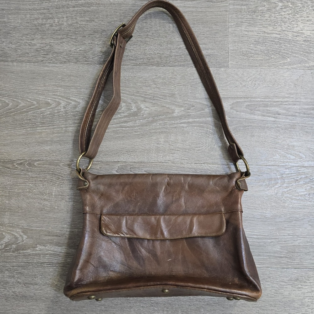 Vintage Casuals By Justin Brown Leather Cowhide Shoulder Bag Purse - Picture 2 of 12